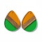 Transparent Resin & Walnut Wood Pendants, Water Drop Charms, Lime Green, 35.5x26x3.5mm, Hole: 2mm