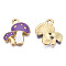 Autumn Theme Alloy Enamel Pendants, Cadmium Free & Lead Free, Double Mushroom, Light Gold, Medium Orchid, 19.5x18x2.5mm, Hole: 2.5mm