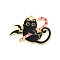 Halloween Theme Alloy Enamel Pendants, Light Gold, Cat Charm, Candy Cane Pattern, 24x31x1.5mm, Hole: 2.2mm