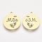 201 Stainless Steel Pendants, Laser Cut Pendants, Flat Round with Foot & Heart & Word Mae, Golden, 17x15x1mm, Hole: 1.4mm