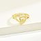 Brass Alphabet Adjustable Rings for Women, Cadmium Free & Nickel Free & Lead Free, with Heart, Letter G, 17mm, US Size 6 1/4(16.7mm)
