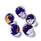 Handmade Lampwork Beads, with Gold & Silver Foil, Oval, Midnight Blue, 11.5~12x11~11.5mm, Hole: 1.8~2mm