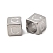 304 Stainless Steel European Beads, Large Hole Beads, Cube with Letter, Letter C, 7x7x7mm, Hole: 5.5mm