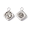Rack Plating Alloy Pendants, Cadmium Free & Lead Free, Rhombus with Athenian Tetradrachm Charm, Platinum, 26.5x21.5x5mm, Hole: 4mm