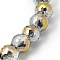 Electorplated Glass Beads, Rainbow Plated, Faceted, Round, Dark Goldenrod, 11x8mm, Hole: 1mm