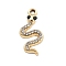 Alloy Rhinestone Pendants, UV Plated, Snake, Golden, 23x11x2.5mm, Hole: 1.6mm