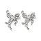 Brass Micro Pave Cubic Zirconia Pendants, Cadmium Free & Nickel Free & Lead Free, with Glass, Bowknot Charms, Real Platinum Plated, 22.5x15x4.5mm, Hole: 1.5mm