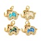 Elephant Brass Pendants Micro Pave Cubic Zirconia with Synthetic Opal, with Jump Rings, Cadmium Free & Lead Free, Real 18K Gold Plated, Mixed Color, 16x18.5x3.5mm, Hole: 3.5mm
