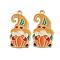 Thanksgiving Day Alloy Enamel Pendants, Cadmium Free & Nickel Free & Lead Free, Golden, Gnome Charm, Orange, 30x16x1.5mm, Hole: 1.6mm