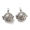 Rack Plating Brass Hollow Round Cage Pendants, For Chime Ball Pendant Necklaces Making, Long-Lasting Plated, Platinum, 22.5x22x18mm, Hole: 8x4mm