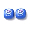 Spray Painted Alloy Enamel Beads, Square with Eye, Royal Blue, 10x10x4mm, Hole: 1.8mm