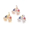 Brass Micro Pave Cubic Zirconia Pendants, with Jump Ring, Long-Lasting Plated, Rainbow, Colorful, Mixed Color, 11.5x14x2mm, Hole: 3.5mm