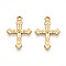 304 Stainless Steel Pendants, Ion Plating(IP), Cross Charms, Real 18K Gold Plated, 26x18.5x2mm, Hole: 1.8mm