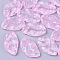 Transparent Spray Painted Glass Pendants, Leaf, Pearl Pink, 27.5x15~17x3.5~4.5mm, Hole: 1.4mm