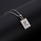 Rectangle Stainless Steel Pave Natural White Shell Pendant Necklaces, Stainless Steel Color, Letter K, 17.72 inch(45cm)