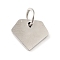 Non-Tarnish 201 Stainless Steel Pendants, with Jump Ring, Diamond Shaped, Stainless Steel Color, 8x9.5x1mm, Jump Ring: 5x0.8mm, 3.4mm Inner Diameter