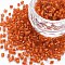 8/0 Glass Bugle Beads, Silver Lined, Dark Orange, 2.5~3x2.5mm, Hole: 1mm, about 15000pcs/pound
