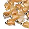 Natural Topaz Jade Pendants, with 201 Stainless Steel Finding, Heart, 22x15~16.5x6mm, Hole: 5x7mm