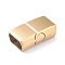 PVD Vacuum Plating 304 Stainless Steel Magnetic Clasps with Glue-in Ends, Rectangle, Real 18K Gold Plated, 23.5x13.5mm, Hole: 6.5x11.5mm