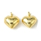 Brass Charms, Cadmium Free & Nickel Free & Lead Free, Heart, Real 18K Gold Plated, 12x10x6mm, Hole: 2mm