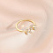 Fashionable Brass Cubic Zirconia Cuff Rings, Letter, Open Rings, Golden, Letter R, Inner Diameter: 16~19mm