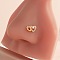 Heart Brass Micro Pave Clear Cubic Zirconia L-Shaped Nose Rings, Golden, Bar Length: 9/32