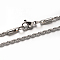 Non-Tarnish 304 Stainless Steel Rope Chains Necklaces, with Lobster Claw Clasps, Stainless Steel Color, 15.7 inch(40cm)