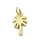 Brass Pendants, Cadmium Free & Nickel Free & Lead Free, Real 18K Gold Plated, Tree, 13.5x7.5x1.5mm, Hole: 3mm