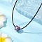 Natural Amethyst & Glass Seed Beads Cluster Flower Pendant Necklaces, Black Waxed Cotton Cord Necklaces for Women, Platinum, 17.40 inch(44.2cm)