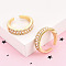 Brass Micro Pave Clear Cubic Zirconia Cuff Rings for Women, Cadmium Free & Lead Free, with ABS Imitation Pearl, Real 18K Gold Plated, 5.5mm, Inner Diameter: 17.5mm