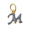 Ion Plating(IP) 304 Stainless Steel Enamel Alphabet Charms, with Jump Ring, Real 14K Gold Plated, Letter M, 9x10x1mm, Hole: 5mm