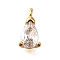 Brass Micro Pave Cubic Zirconia Pendants, Cadmium Free & Nickel Free & Lead Free, Teardrop Charms, Real 18K Gold Plated, Clear, 9.5x5x4mm, Hole: 1.4mm