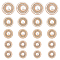 4 Style Zinc Alloy Shank Buttons, 1-Hole, with Plastic Imitation Pearls, for Garment Accessories, Flat Round, Golden, 15~25x4.5~7.5mm, Hole: 1.8~1.9mm, 20pcs/box