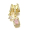 Rack Plating Brass Micro Pave Clear Cubic Zirconia Pendants, Rectangle Charms, Long-Lasting Plated, Lead Free & Cadmium Free, Real 18K Gold Plated, 21.5x12x7mm, Hole: 5.5x4.5mm