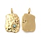 PVD Vacuum Plating 201 Stainless Steel Enamel Pendants, Rectangle with Evil Eye Charm, Real 18K Gold Plated, 23x12.5x3mm, Hole: 3x2mm