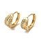 Brass Micro Pave Cubic Zirconia Hoop Earring, Light Gold, 16.5x8mm