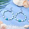 2Pcs 2 Styles Shell Beaded Bracelets, Starfish & Turtle, with Synthetical Turquoise Beads, Deep Sky Blue, 11-1/8 inch(28.3cm)