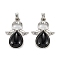 Synthetic Black Stone Pendants, with Platinum Tone Alloy Findings, Angel, 35x24.5x6mm, Hole: 6x5mm