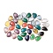 Faceted Cat Eye Pendants, with Brass Open Back Settings and Micro Pave Clear Cubic Zirconia, Teardrop, Mixed Color, 35.5x24x5.5mm, Hole: 1mm
