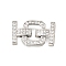 Rack Plating Brass Micro Pave Clear Cubic Zirconia Fold Over Clasps, Long-Lasting Plated, Lead Free & Cadmium Free, Rectangle, Platinum, 18mm