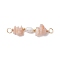 Natural Sunstone Chip & Natural Cultured Freshwater Pearl Rice Beaded Connector Charms, with Brass Double Loops, Golden, 33.5~38x5.5~8.5x4.5~5.5mm, Hole: 2.5mm