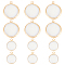 12Pcs 2 Styles Natural Freshwater Shell Pendants, with Brass Findings, Flat Round Charms, Golden, 16~23x13~20x4~5mm, Hole: 2mm, 6pcs/style