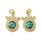 Brass Micro Pave Cubic Zirconia with Synthetic Opal Pendants, with Jump Ring, Cadmium Free & Lead Free, Real 18K Gold Plated, Pitaya, Pitaya, 20.5x14.5x3.5mm