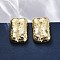 Rectangle Brass Micro Pave Cubic Zirconia Stud Earrings, Lead Free & Cadmium Free, Long-Lasting Plated, Rack Plating, Real 18K Gold Plated, 18x12mm