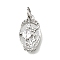 Brass Micro Pave Cubic Zirconia Pendants, with Jumping Ring, Long-Lasting Plated, Cadmium Free & Lead Free, Rack Plating, Real 18K Gold Plated/Platinum, Oval, 15x9x2.5mm