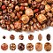 200Pcs 8 Styles Printed Wood Beads, Dyed, Round & Oval & Barrel, Mixed Color, 6~16x6~16.5mm, Hole: 1.4~7.5mm, 25pcs/style