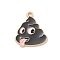 Alloy Enamel Pendants, Cadmium Free & Lead Free, Light Gold, Poop Charm, Gray, 21.5x19x1.5mm, Hole: 1.5mm
