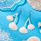 316 Surgical Stainless Steel Dangle Earrings, with Shell & Glass Bead, Shell Shape, Stainless Steel Color, 80x29~31.5mm