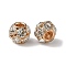Brass Crystal Rhinestone European Beads, Rondelle Large Hole Beads, Light Gold, 14x11.5mm, Hole: 5mm