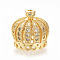 Brass Micro Pave Cubic Zirconia Beads, Cadmium Free & Lead Free, Crown, Golden, 14x13.5mm, Hole: 1mm